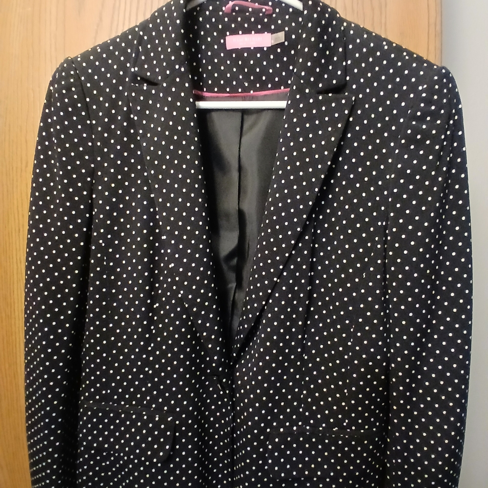 Isaac Mizrahi Black Jacket with White Polka Dots